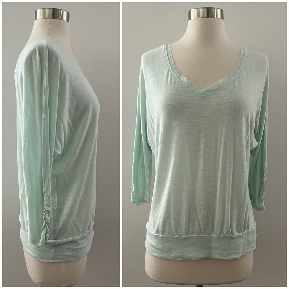 White House Black Market Burnout Top Small in Mint Sequins Trim Minimalist WHBM